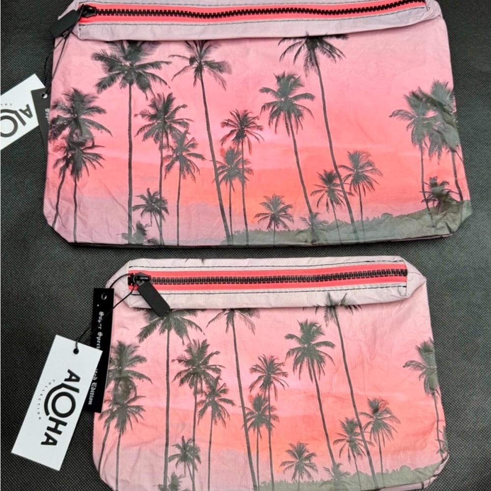 Rare LE Aloha Collection Pink Palm Tree Pouch SET by Samudra